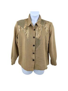 VINTAGE NANCY BOLEN FOR CITY GIRL FANCY BUTTON JACKET W/ FEATHER & METALLIC GOLD